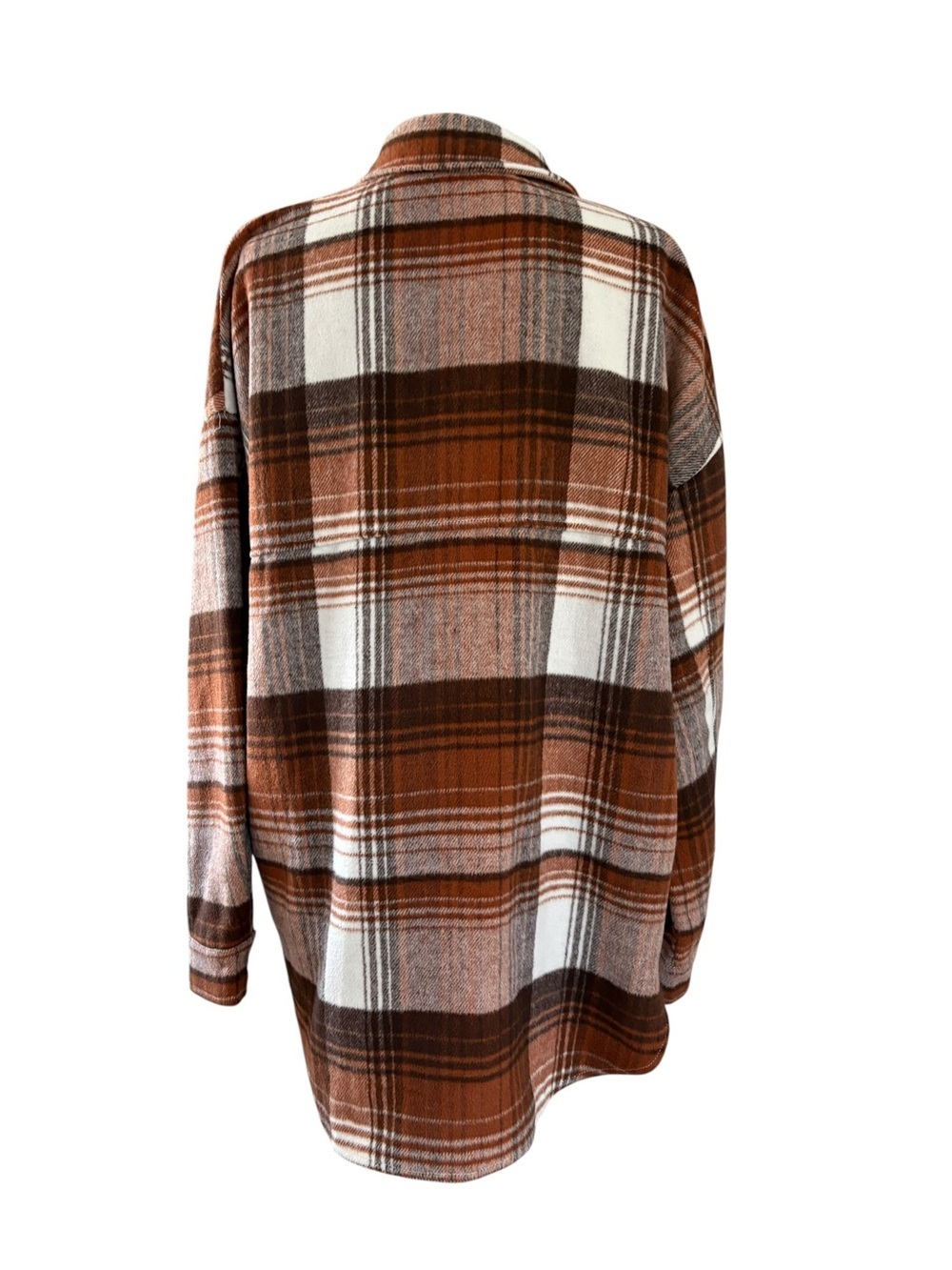 12th Tribe Brown Cream Plaid Utility Jacket - Picture 4 of 10